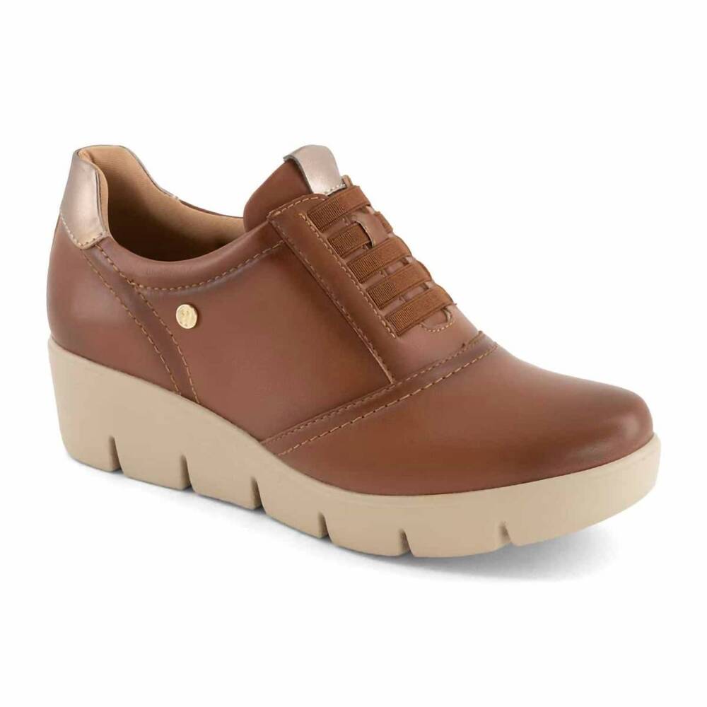 NEW ANDREA women's oxford wedge shoe in brown